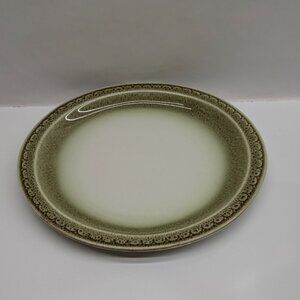 Syracuse China Cinnamon 12" Oval Dinner Plate Green Beige Vintage USA